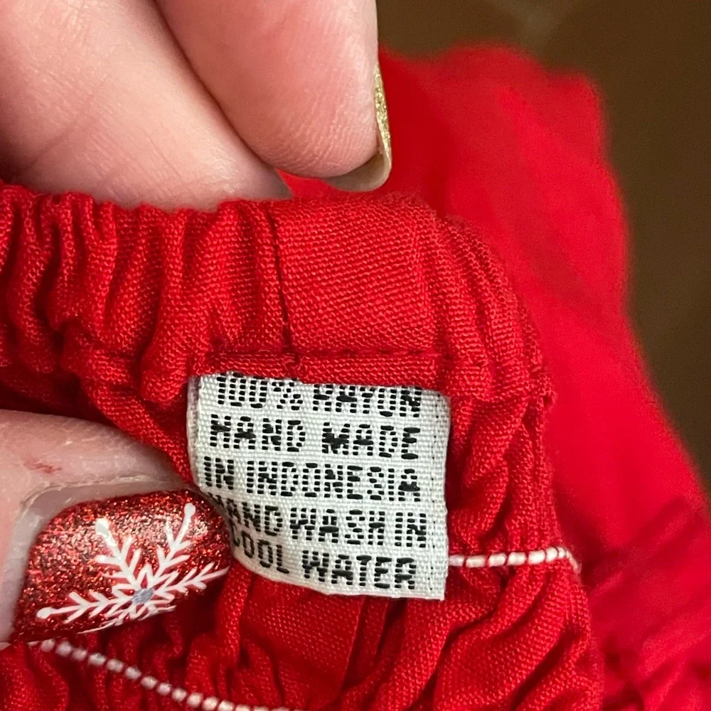 Unbranded red white embroidered slip dress elastic size small handmade Indonesia - Picture 14 of 14